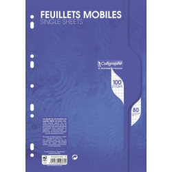 100 feuilles simples grand format petits carreaux perforées blanches (Fabriqué en France)