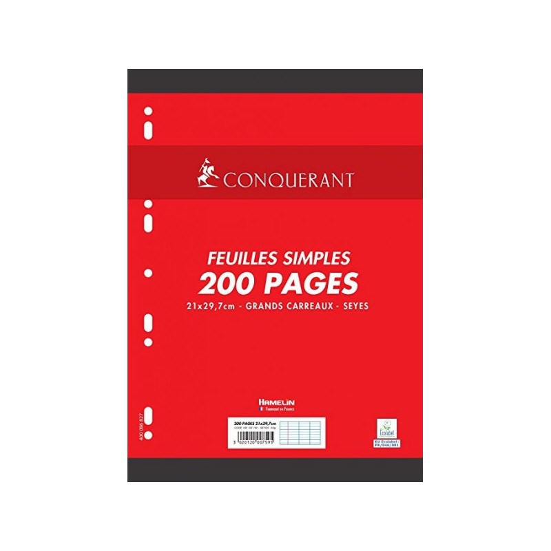 Paquet de 200 feuilles simples perforées A4