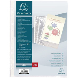 Lot de 50 pochettes perforées Exacompta (Fabriqué en France)