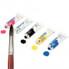5 tubes de gouache et 1 pinceau (gouaches couleurs primaires + noir et blanc)